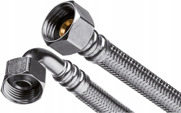 WĘŻYK KOLANKOWY DO WODY OPLOT STAL 40CM 1/2''