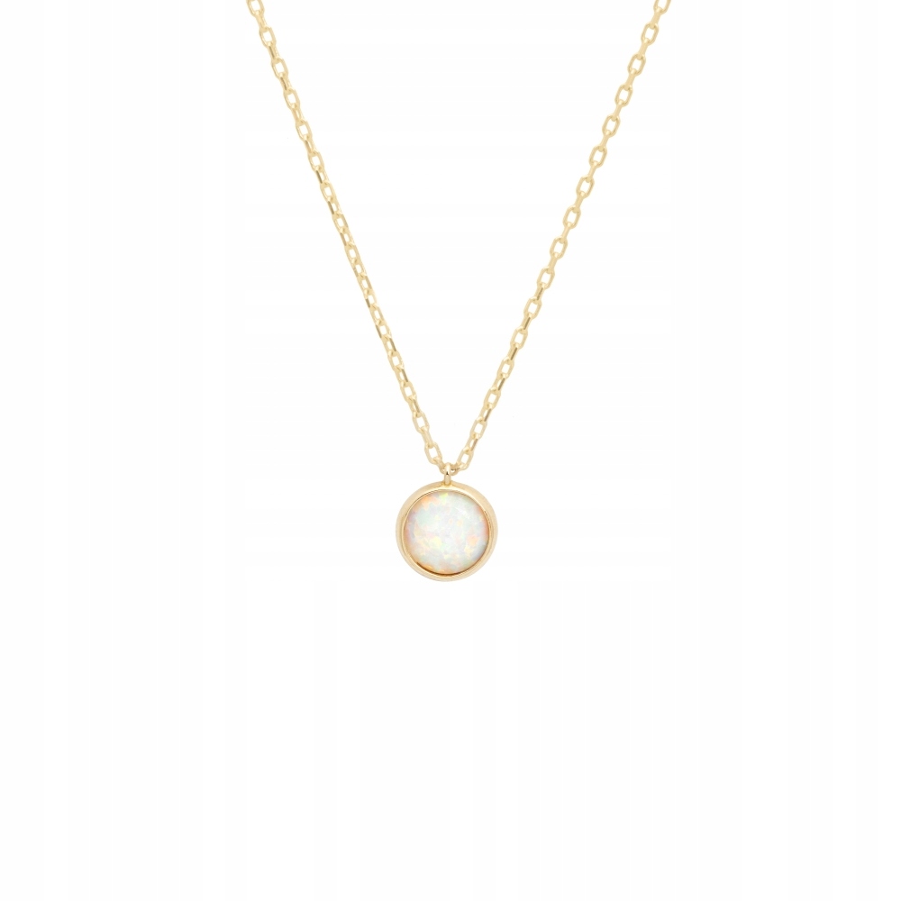 Naszyjnik złoty Ania Kruk okrągły biały opal złoto 375