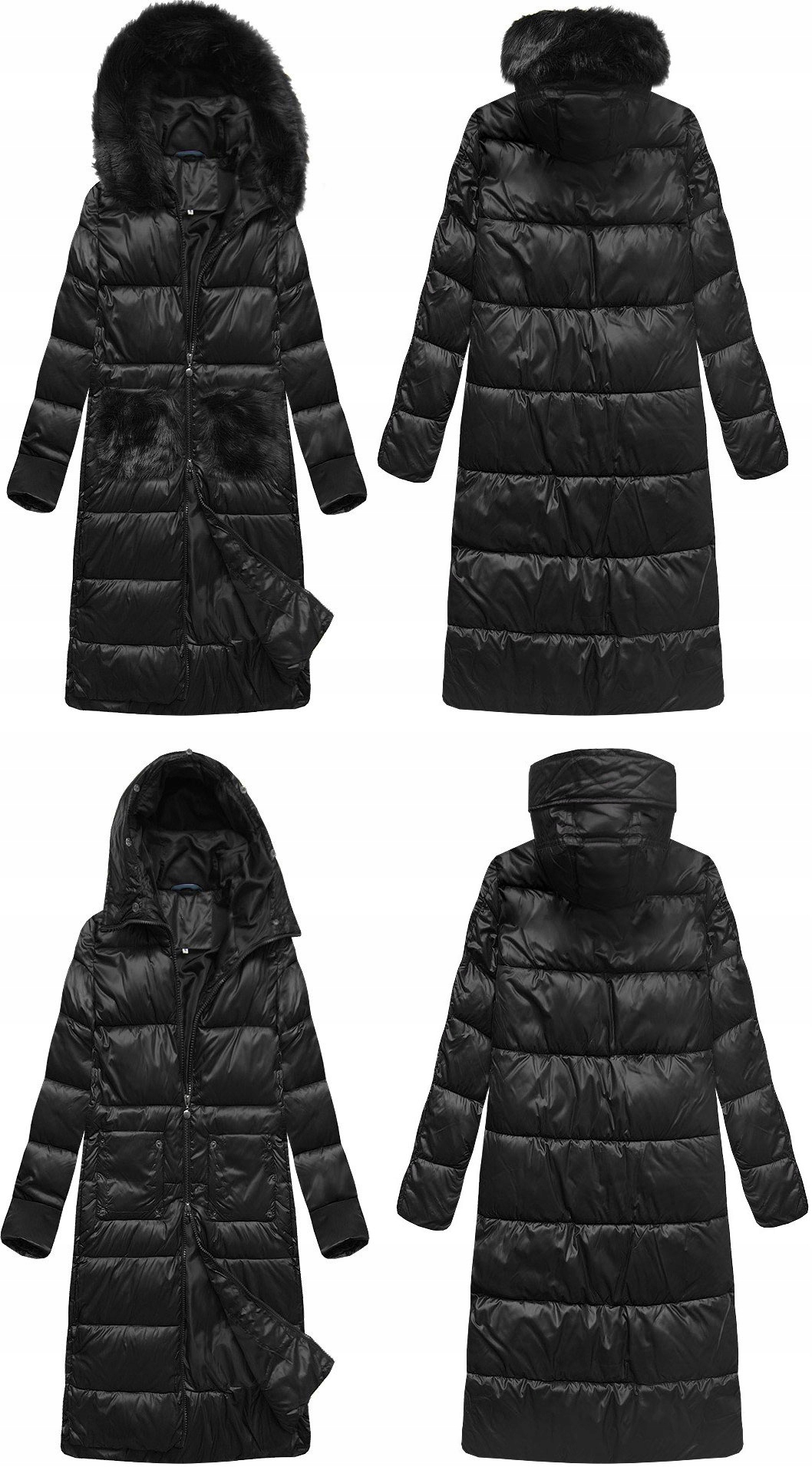 

Kurtka Płaszcz Długa Zimowa Parka Kaptur Futro M