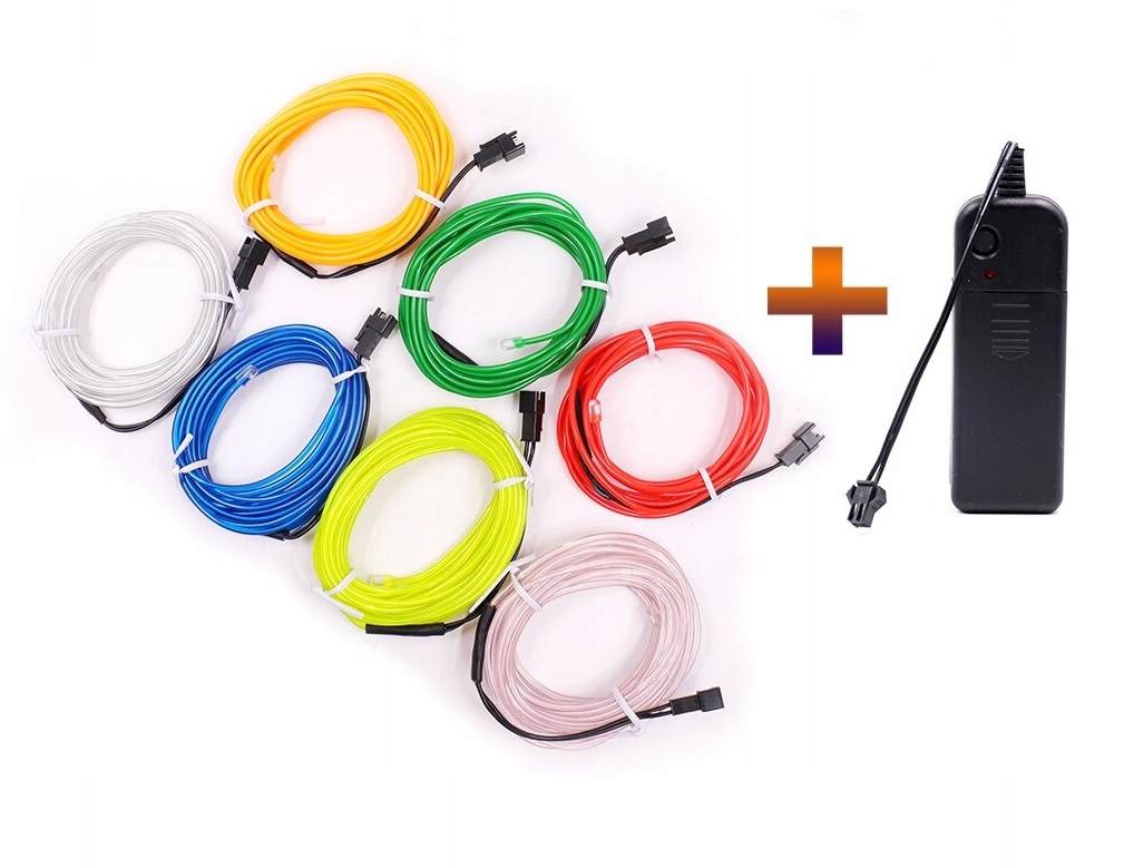 1M ŚWIATŁOWÓD EL WIRE LED TAŚMA PASEK BATERIE AA