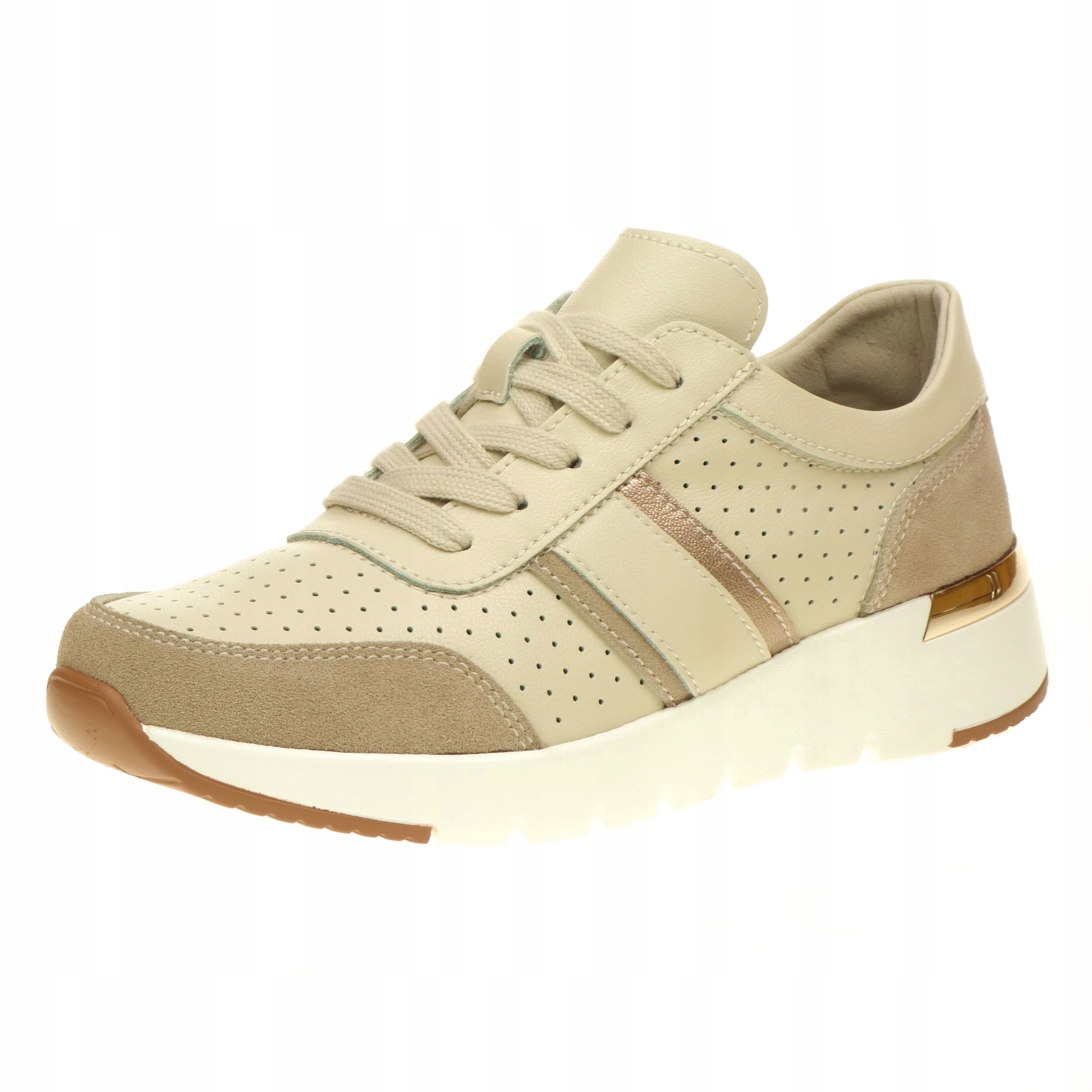 Dámské kožené polobotky Evento Komfort Béžové Prodyšné Koturn 39