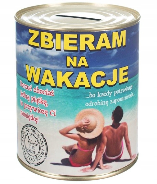 

Skarbonka Puszka Zbieram Na Wakacje Upominek Gift