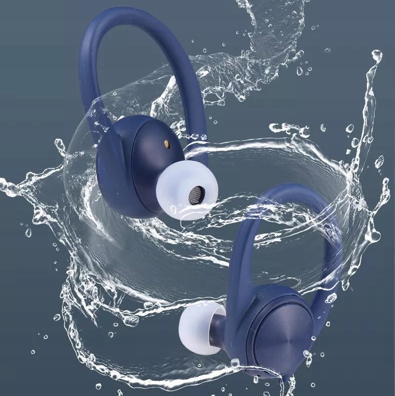 SŁUCHAWKI BEZPRZEWODOWE DOUSZNE BLUETOOTH SPORTOWE + ETUI ŁADUJĄCE J92 BLUE Mikrofon tak