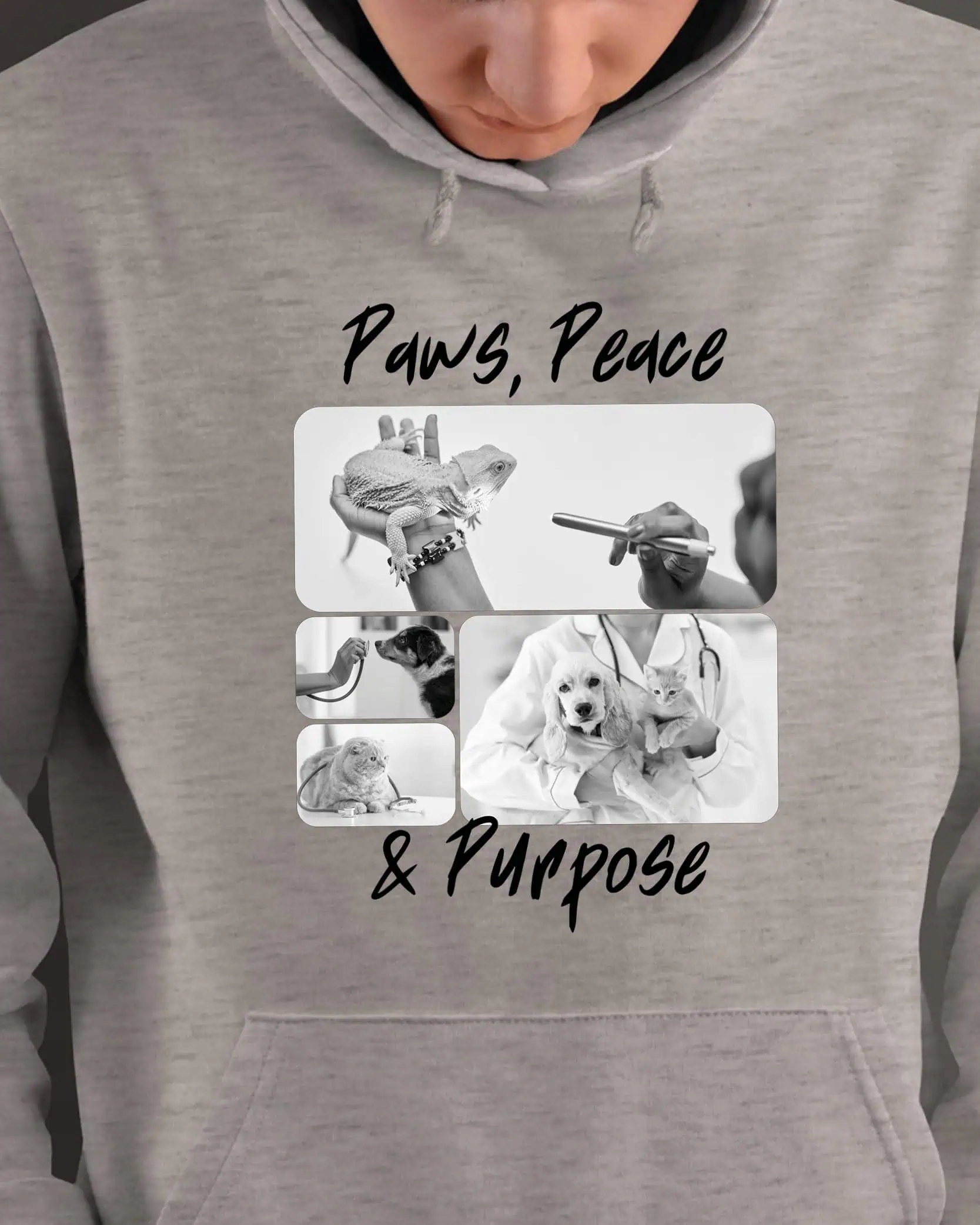 Mikina s kapucí Dárek pro veterináře Umělecká šedá M