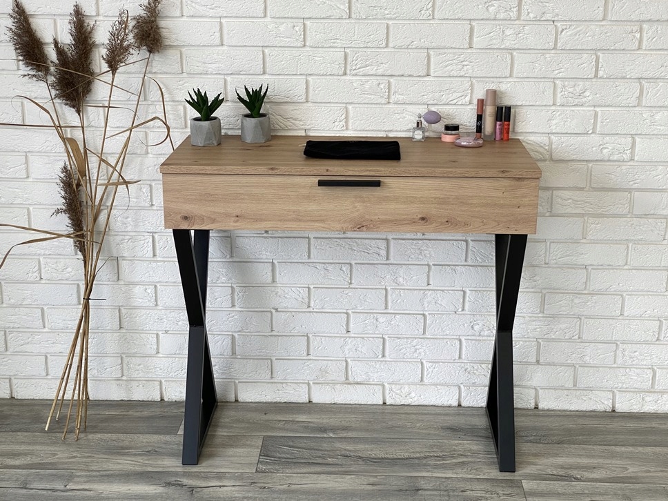 TOALETKA LENA DĄB ARTISAN METAL CZARNE X 90CM Marka Meblano