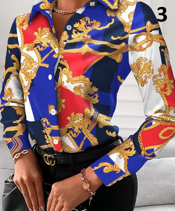 ELEGANCKA KOSZULA DAMSKA BLUZKA ROZPINANA WZORYXXL Kod producenta KM1