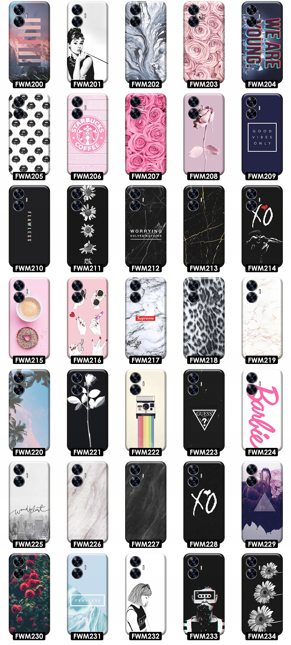 ETUI CASE OBUDOWA NA TELEFON DO REALME C55 WZORY + PANCERNE SZKŁO Dedykowany model C55