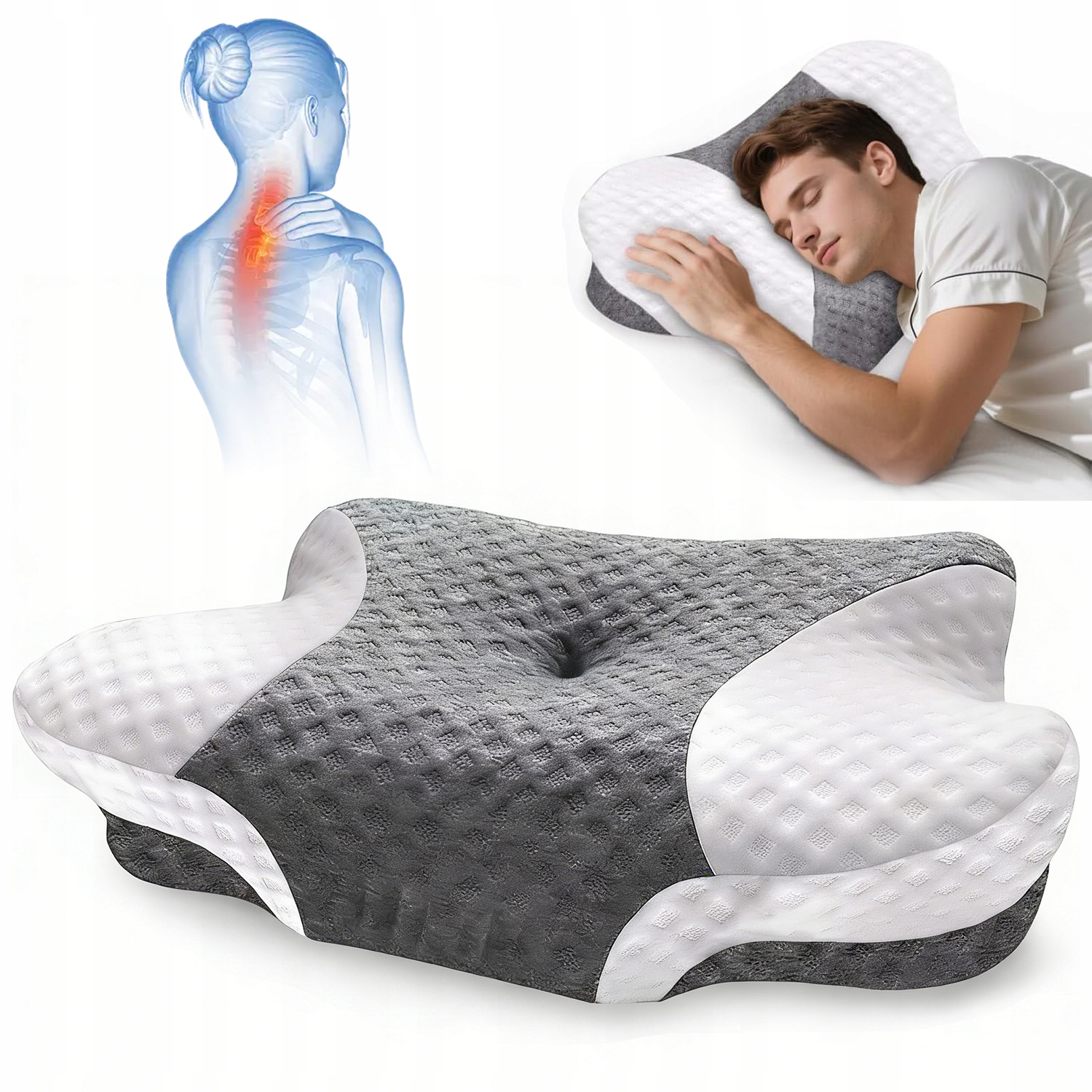 Poduszka Ortopedyczna Z Pianką Memory 2 Opcje Wysokości Strefy Masujące