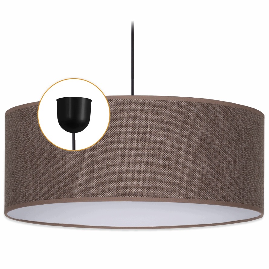Závěsná lampa Cerlux s Hnědým Lněným stínítkem 50 cm, Klosz 1x E27