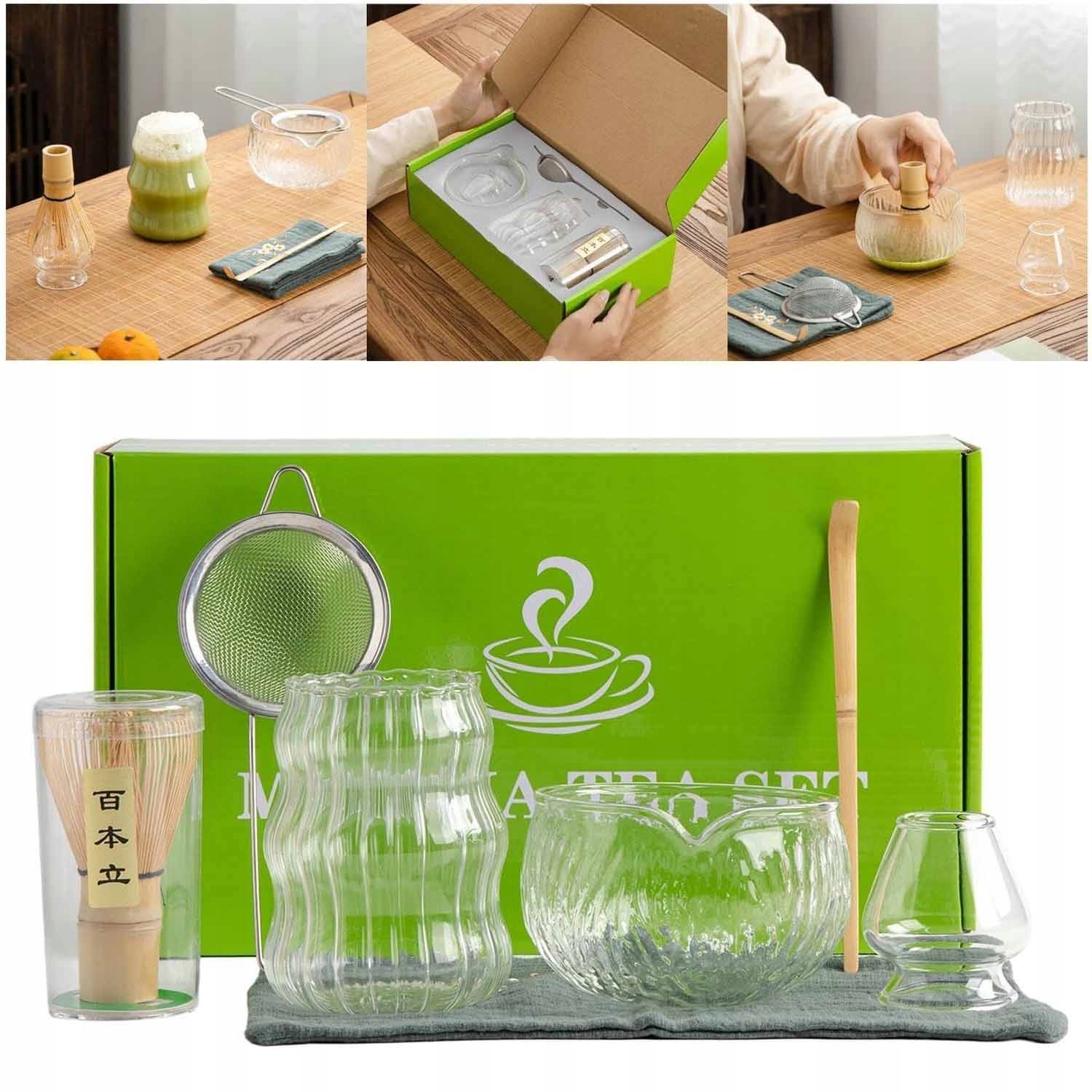 Čaj Matcha Japonská Sada Metlička Štětec Stojan Dárková Lžička