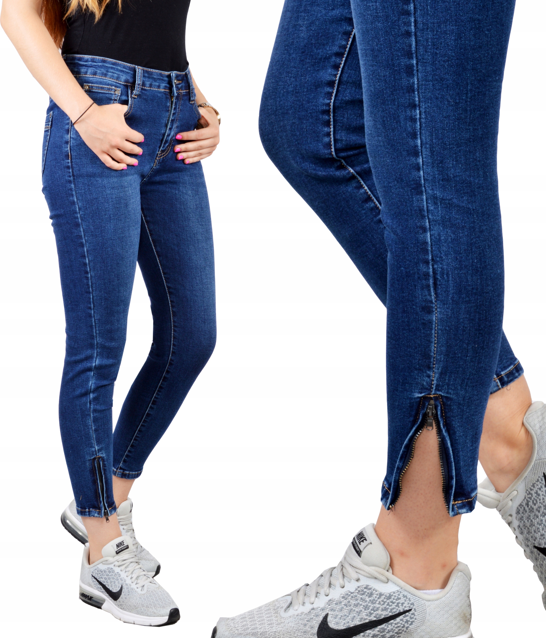 

Spodnie Jeansy Modelujące Jeansowe plus Size Zamki