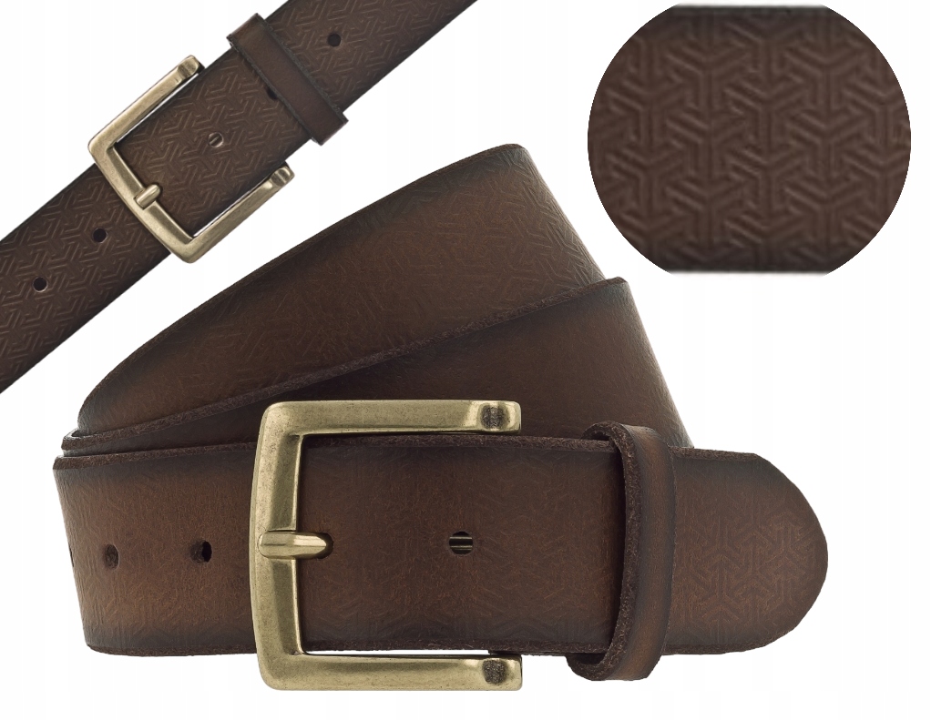 Kožený Opasek pro muže Ke Kalhotám Mustang Přírodní kůže Bronz, celková délka 107 cm