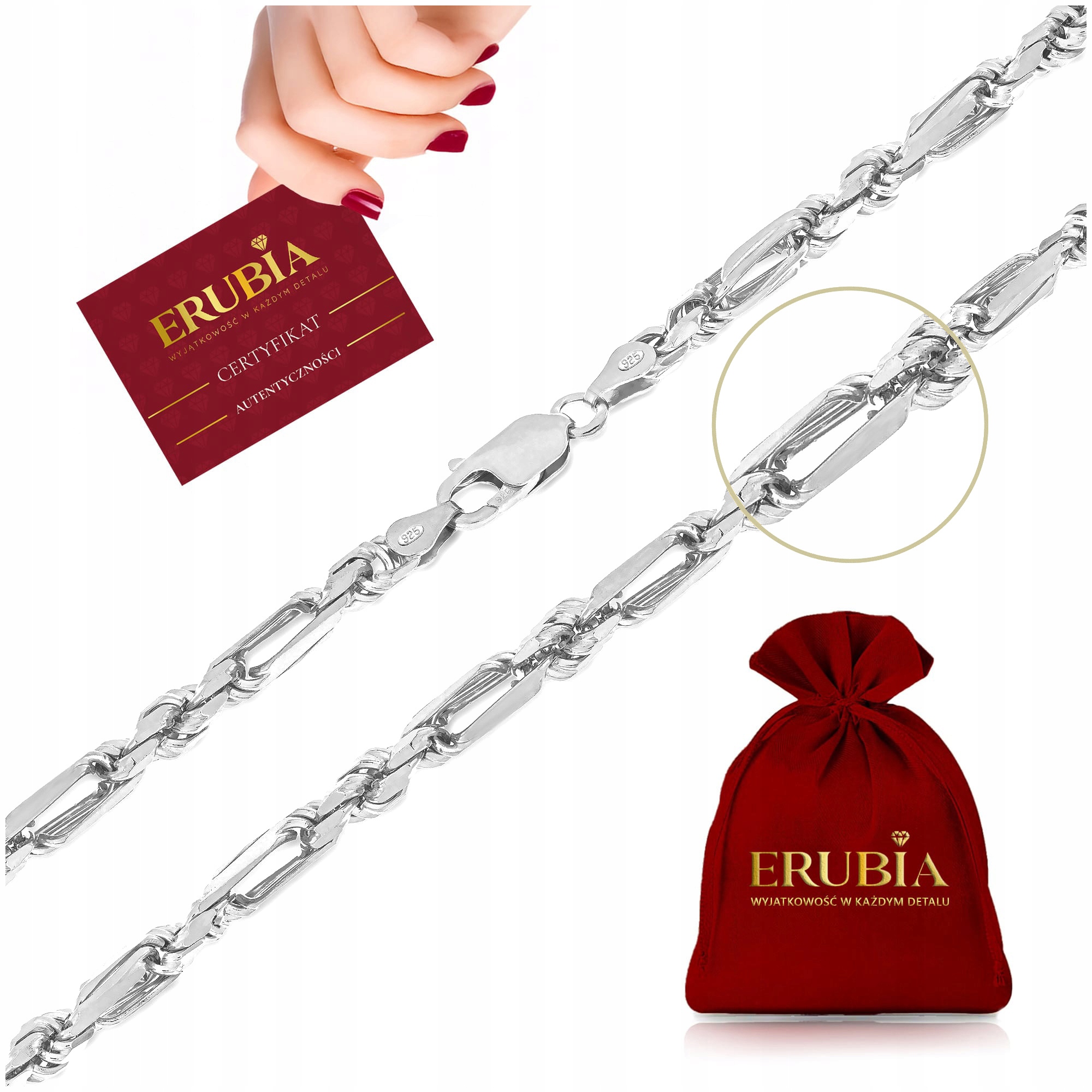 Unikátní Silný Řetízek, Dámský Stříbrný Náhrdelník Figaro-corda 55 cm 925