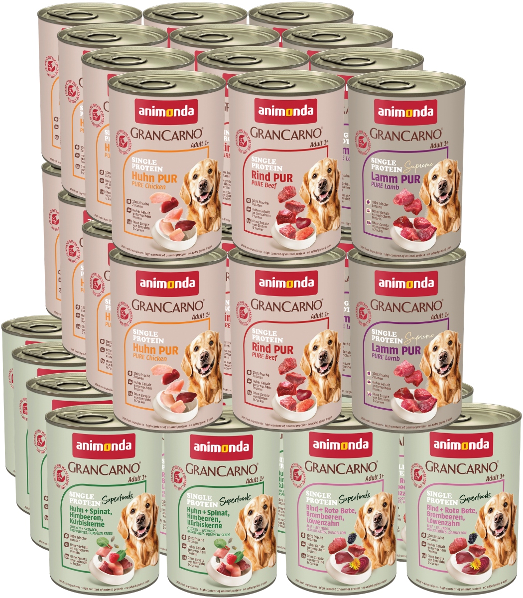 Animonda GranCarno Superfoods Single Protein Set 40x400g – Premium MIX