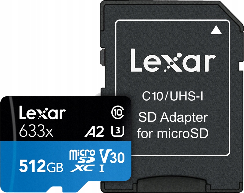 Lexar microSDXC 512GB 633x 95MB/s U1 V30 adaptér