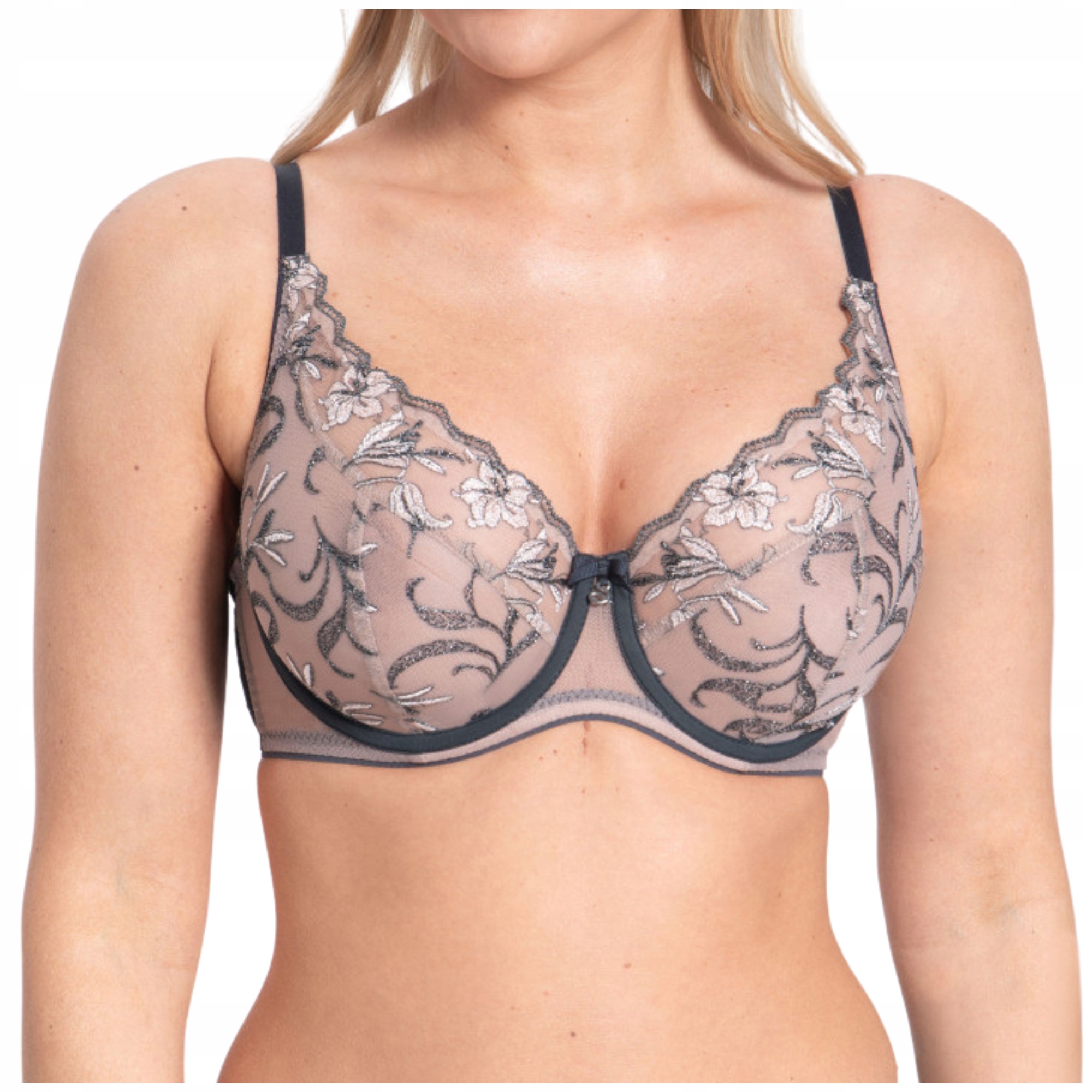 Podprsenka měkká podprsenka braletka výšivka grafit Samanta Eliza A125 65H