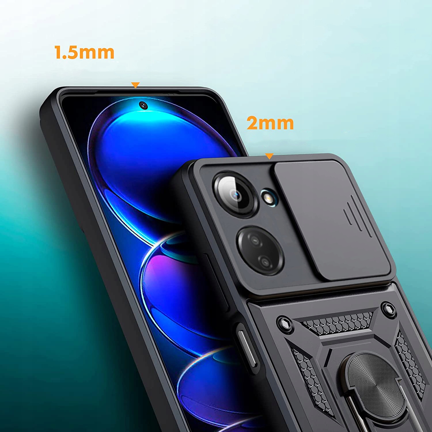 Etui do Xiaomi Redmi 13C | Poco C65 PANCERNE SLIDE RING PLECKI CASE + SZKŁO Kod producenta Slide_ring_redmi 13c