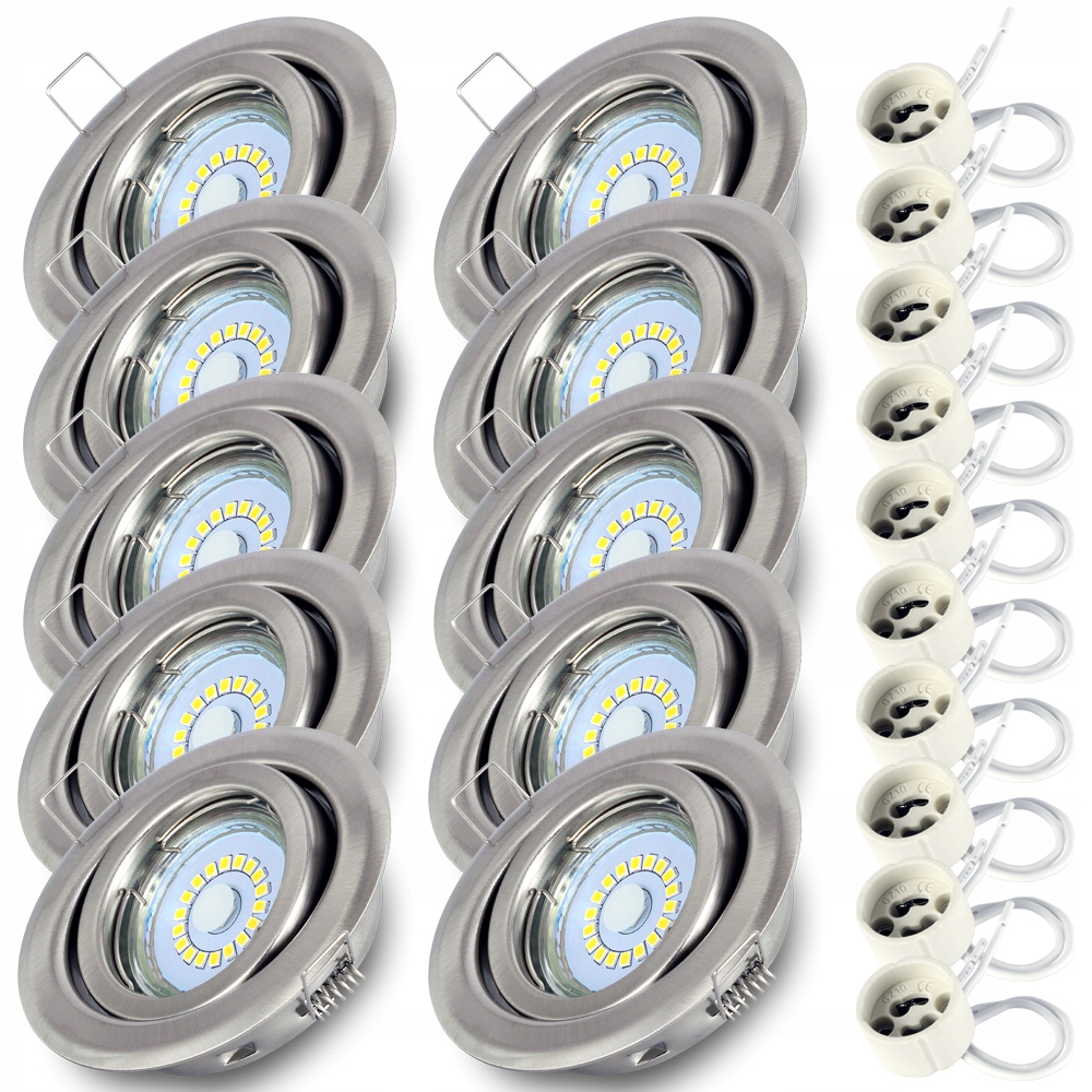 10 x Stropné očko Halogénové svietidlo Inox Led žiarovka GU10 5W Teplo Premium