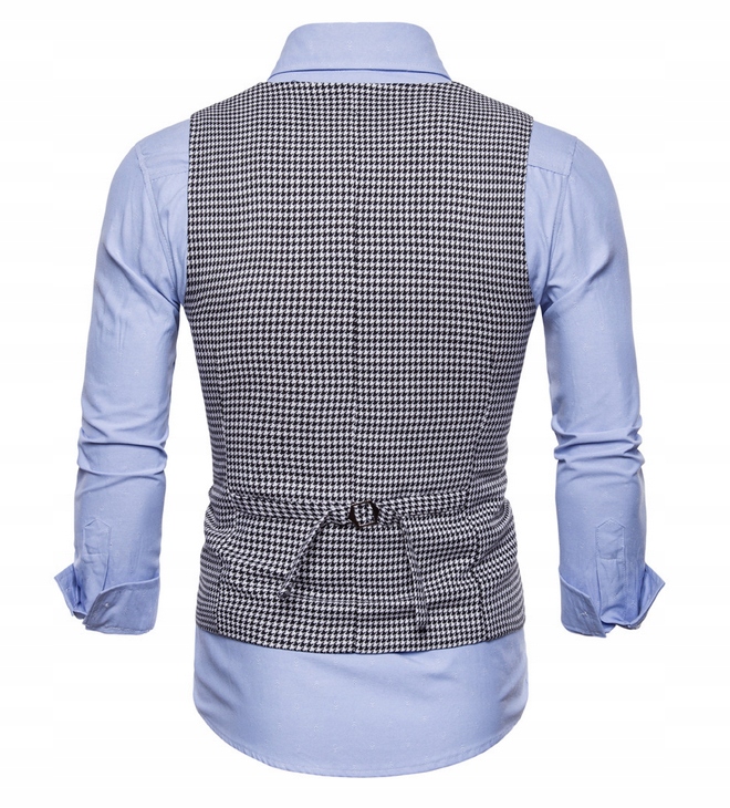 Męska kamizelka garniturowa w drobną kratę Materiał dominujący bawełna