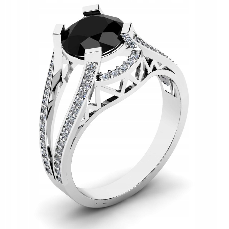 

Pierścionek Z Białego Złota Z Czarną Cyrkonią