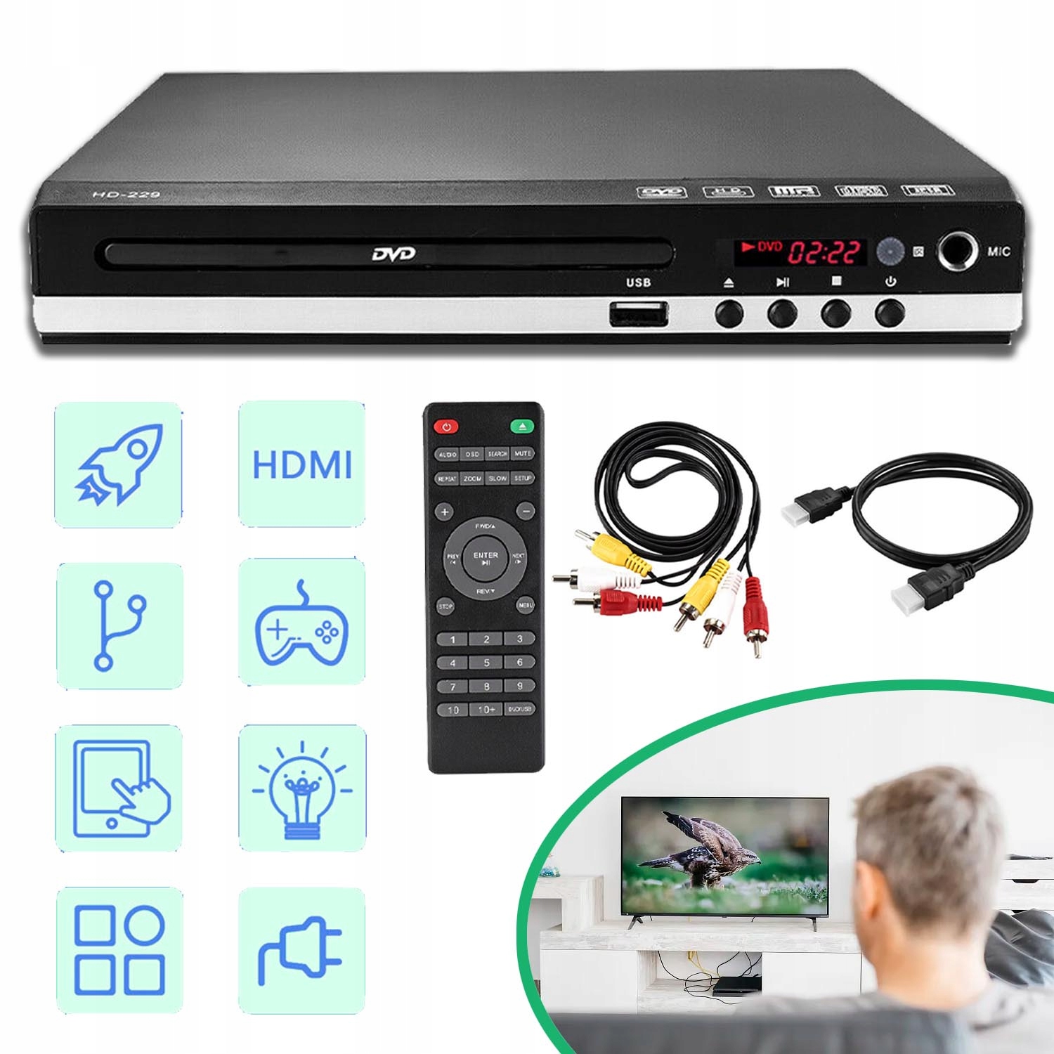 Kompaktní DVD Přehrávač S Portem Hdmi, DVD Přehrávač Bez Regionu