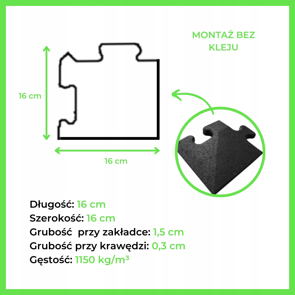 Zakończenie narożne maty Pavi Sorte puzzel 15 mm Marka Pavi Sorte