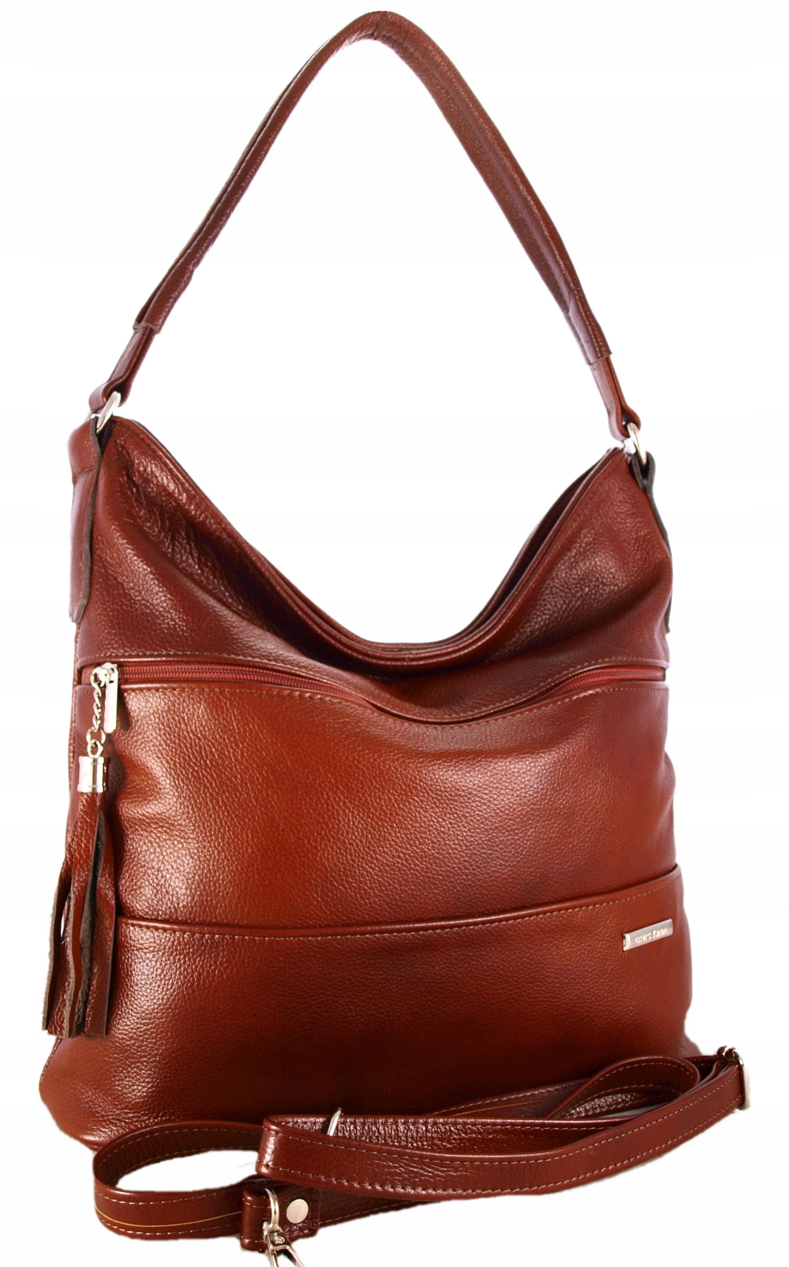 Torebka Skórzana Worek Skóra Naturalna Listonoszka Wielkość duża (mieszcząca A4)