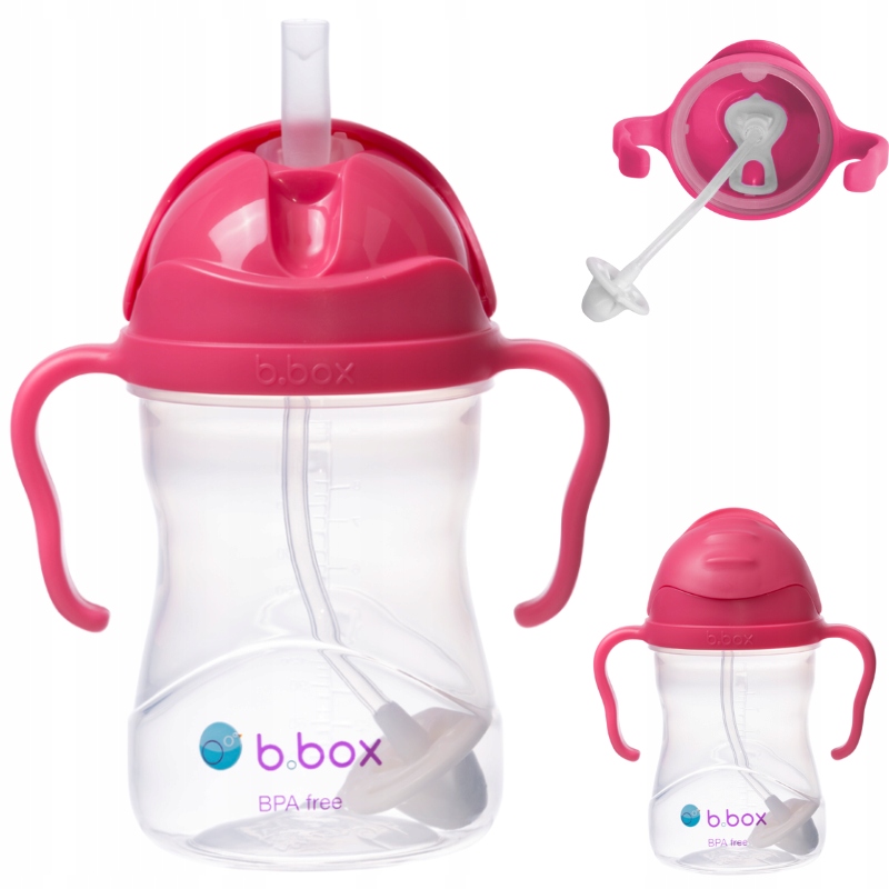 BIDON B.BOX ze słomką 240 ml KUBEK pojnik BUTELKA dla dzieci - MALINOWY