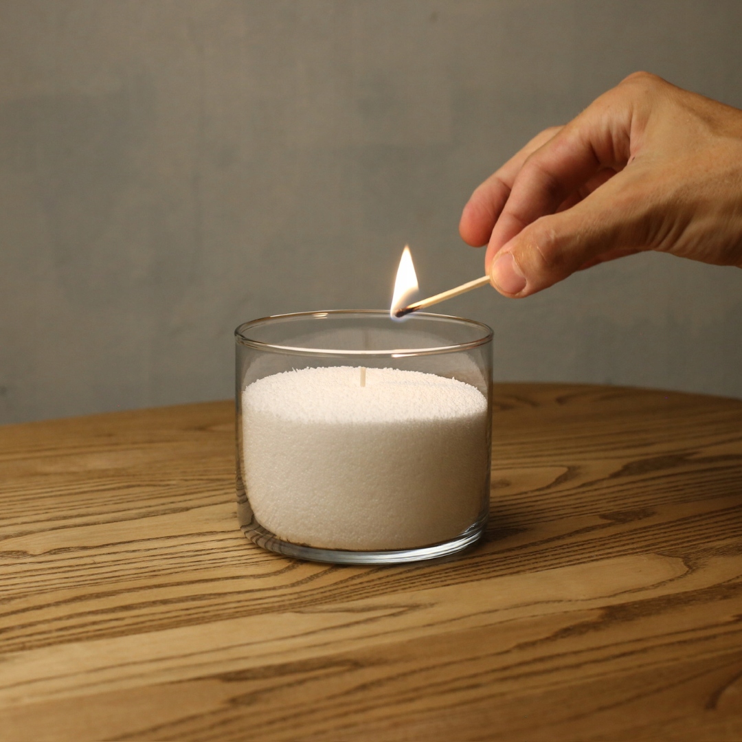 Świecznik do świec sypanych z wosku palmowego, średnica 10cm, wysokość 9cm Marka inna