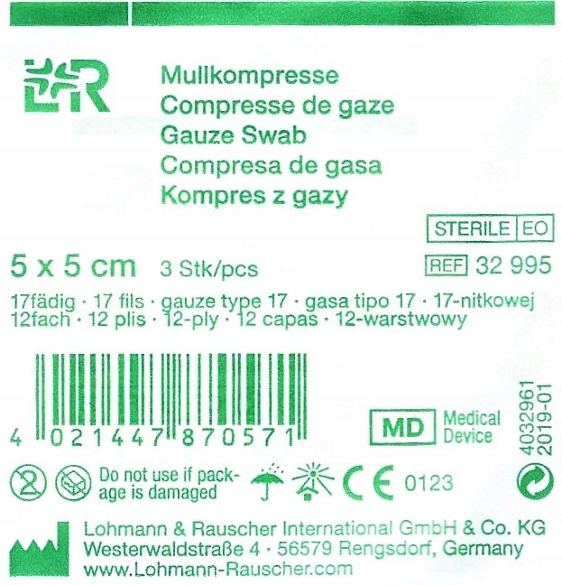 

L&r Kompresy z gazy 5x 5cm 3szt. 17n 12w jał