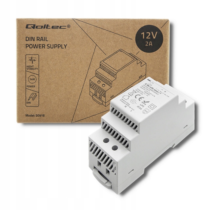 

Qoltec Zasilacz na szynę Din 24W 12V 2A Szary