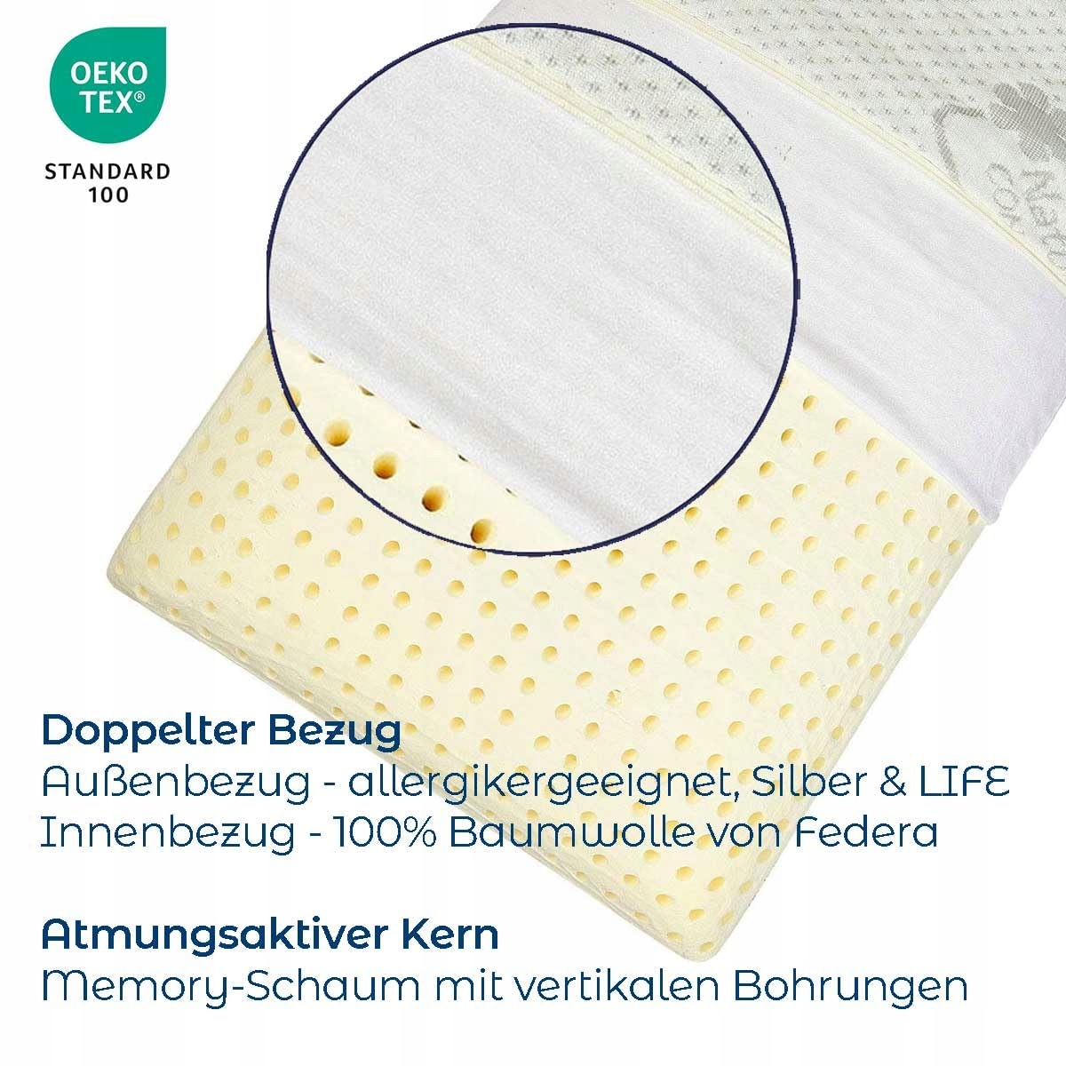 GORILLA GESUND Poduszka Ortopedyczna Memory Foam Silver Neck 70x34cm — miniatura 5