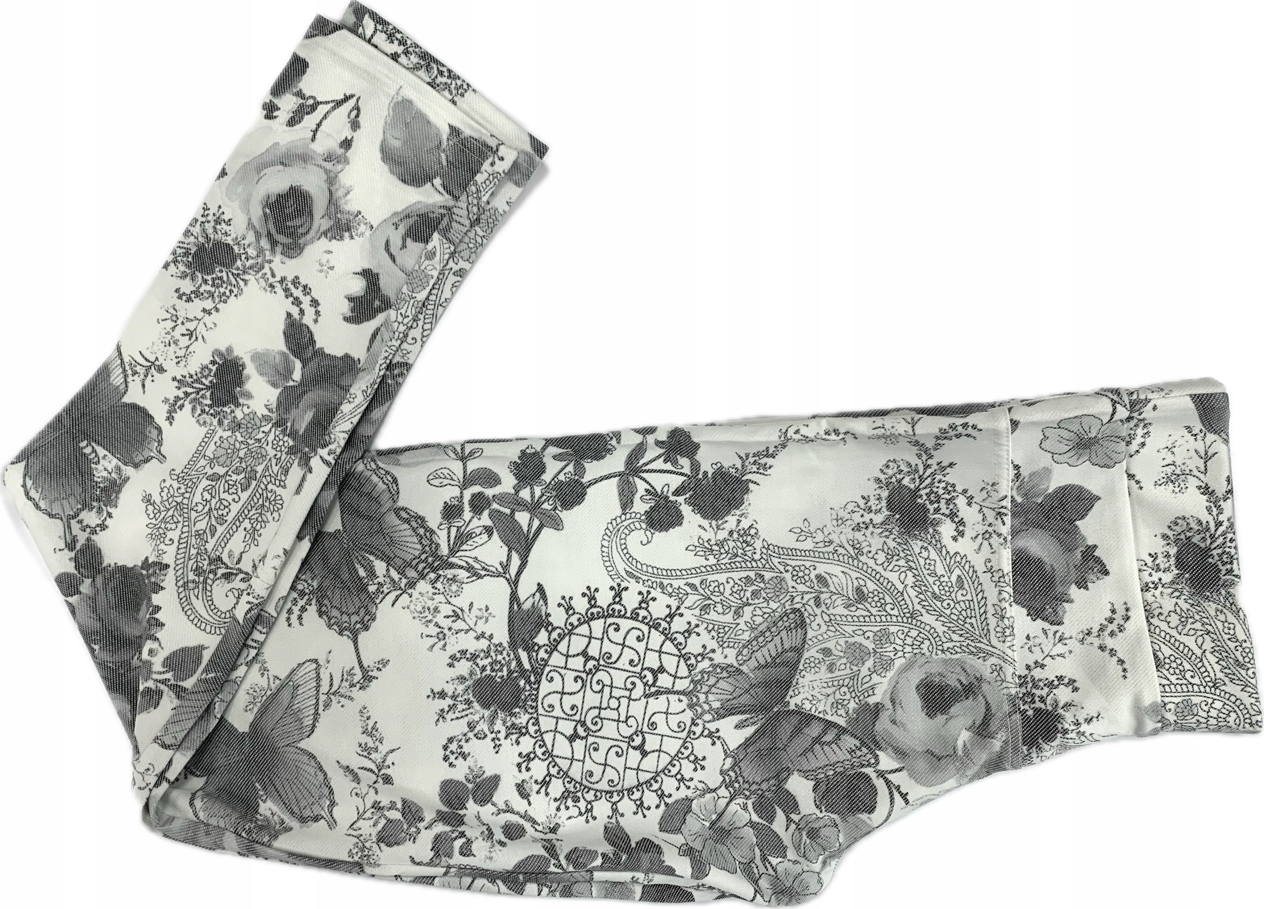 CALZEDONIA legginsy getry cienkie SZARE BIAŁE KWIATY MOTYLE wzory M/38
