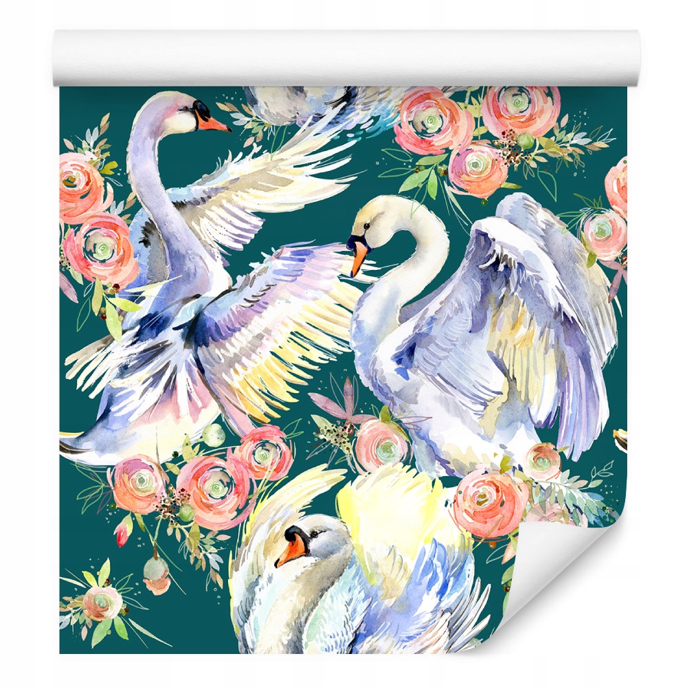 Tapeta Labutě a květiny /708642229