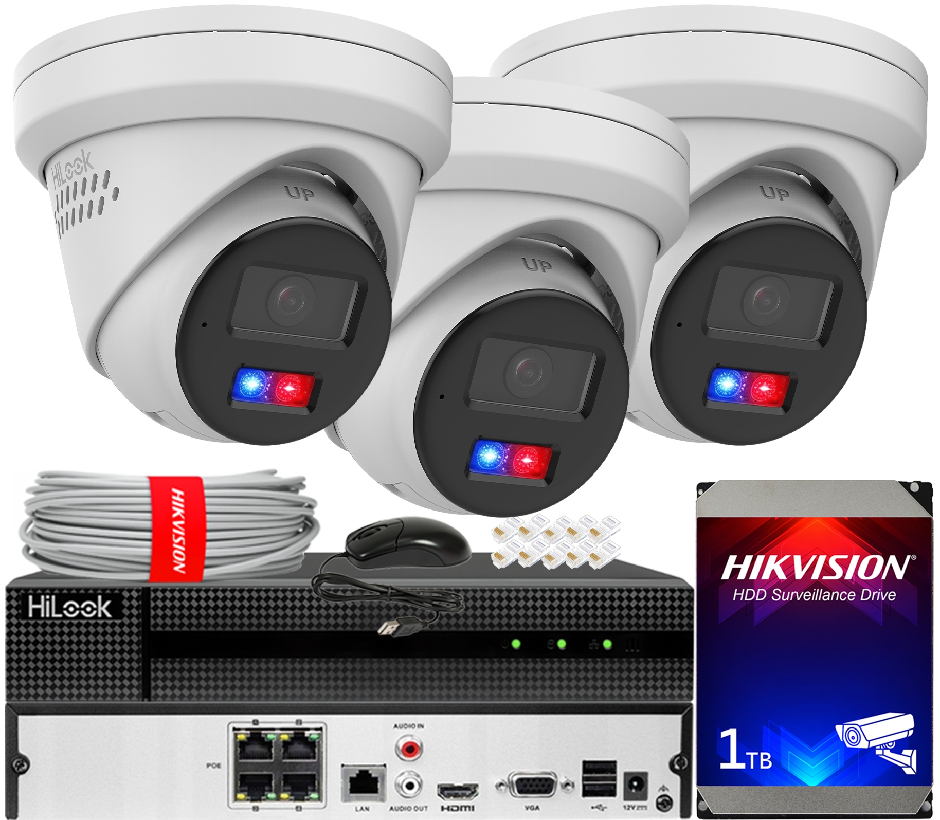 Sada monitorování Ip 3 kamery 8MPx IPC-T280HAP-LUF/SL Live Guard PoE Audio