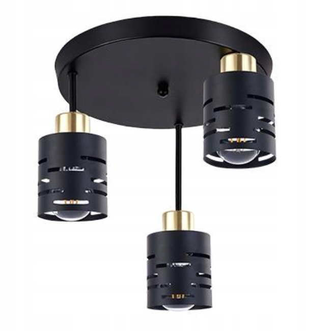 Závěsná Stropní Lampa 3x E27 Lustr Loft nástěnná lampa černá zlatá