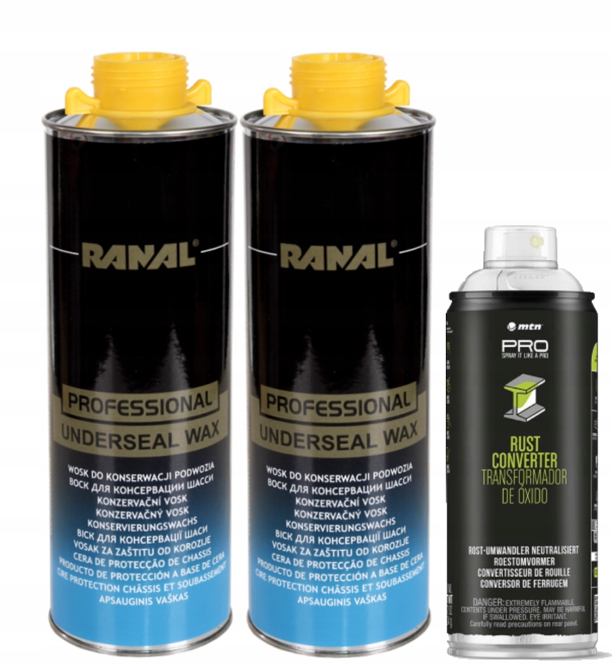 2x Vosk Na Údržbu Podvozku 1L 1x Prostředek na rez 400 ml