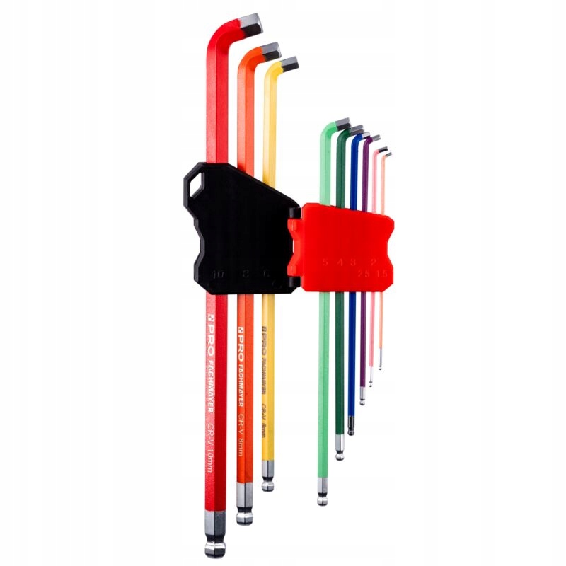 Zestaw 9 szt. Kluczy Hex z Kulką Długie 108° Pro Kolorowe