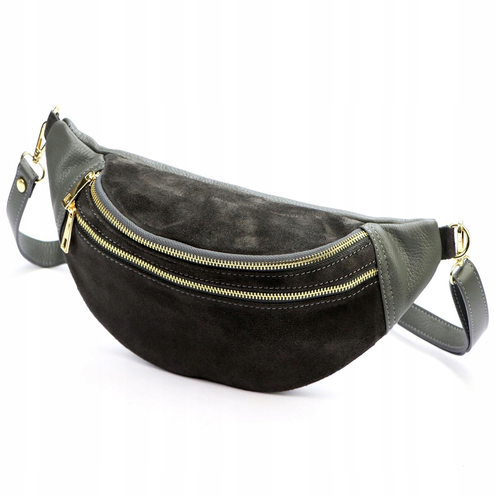 Velmi Velká Módní Kabelka Ledvinka Crossbody Vyrobená Z Přírodního Semiše