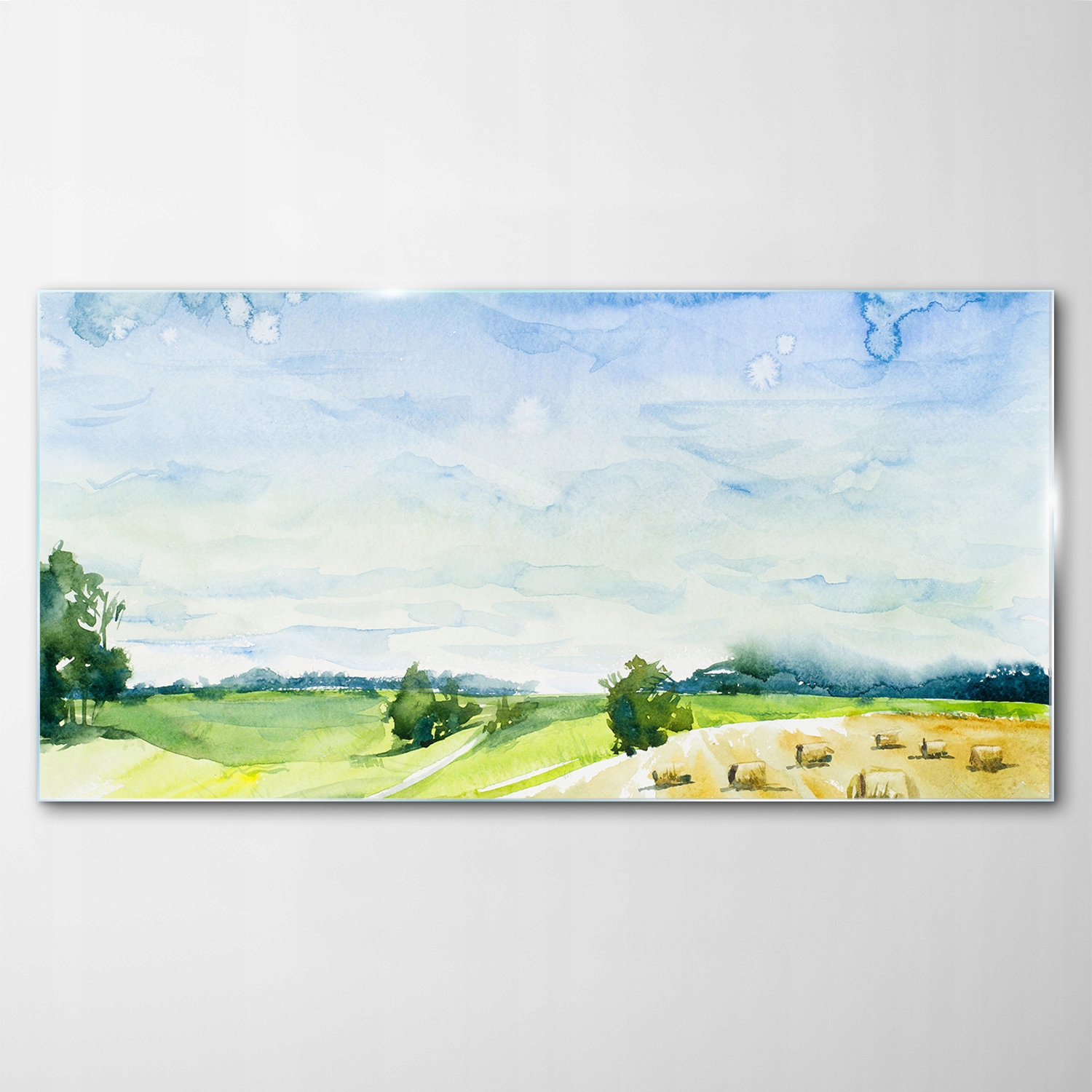 Obraz Sklenený Dekor Krajina Lúka Akvarely 140x70