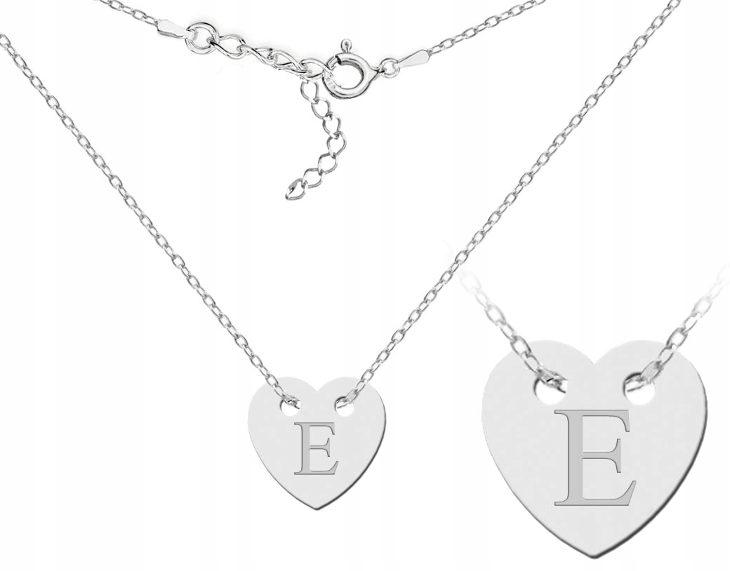 

Naszyjnik Serce Z Sercem Z Literką Litera E 925
