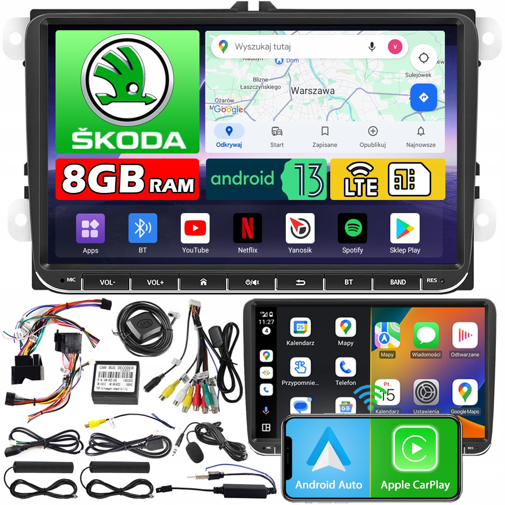 Autorádio Navigácia Ncs ZV9 Android Skoda Rapid 2012 Bt 8GB