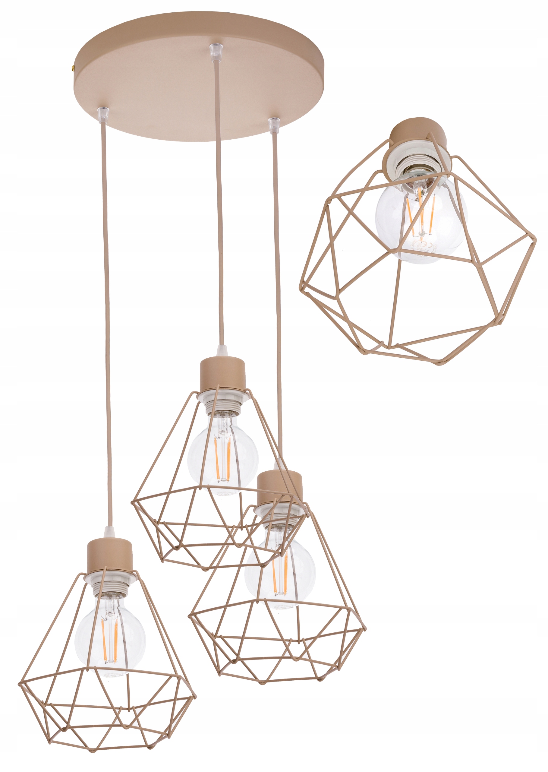 Závěsná Lampa Zwis Stropní Lustr Diamant na E27 Kašmír béžová ecru