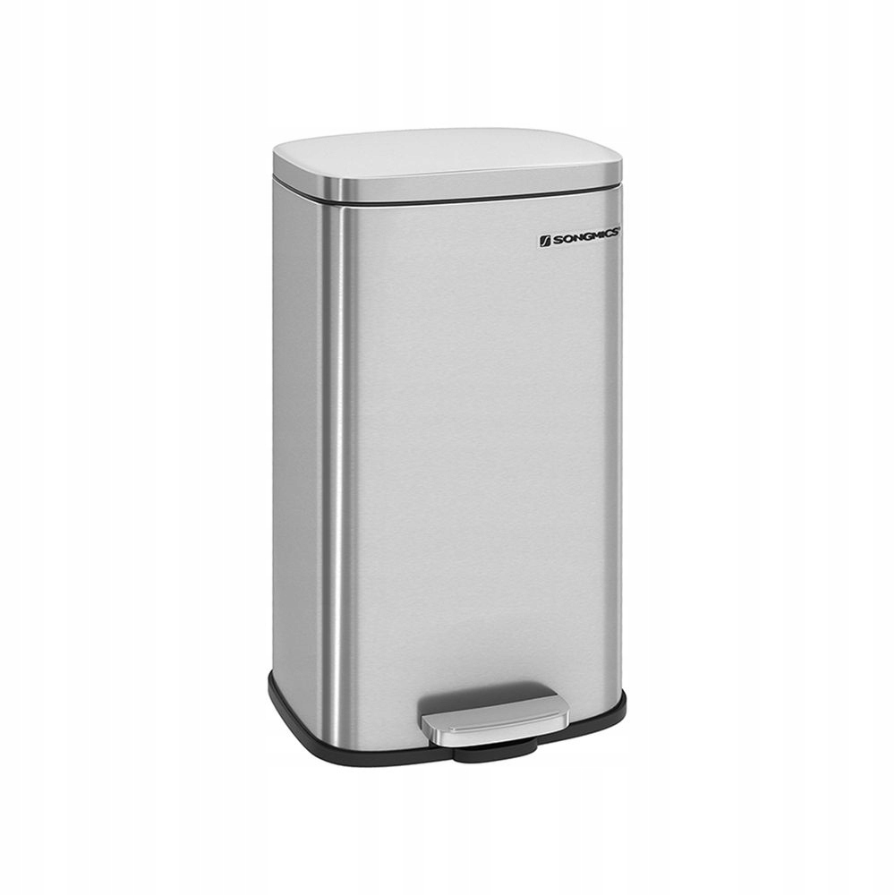 Odpadkový koš 30 l, jednokomorový, softclose, stříbrný Songmics