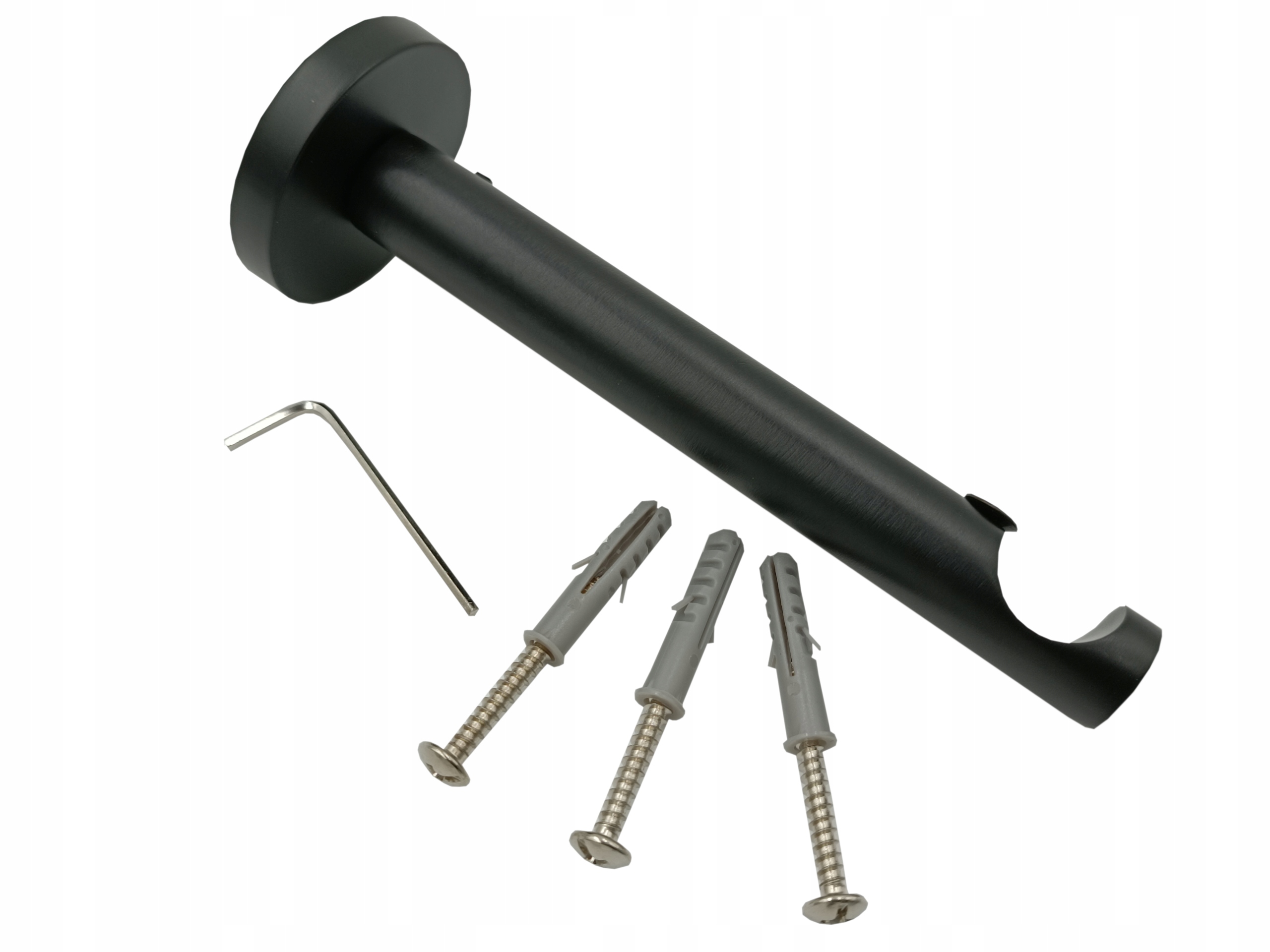 WSPORNIK karnisza 19mm pojedynczy METALOWY CZARNY MAT