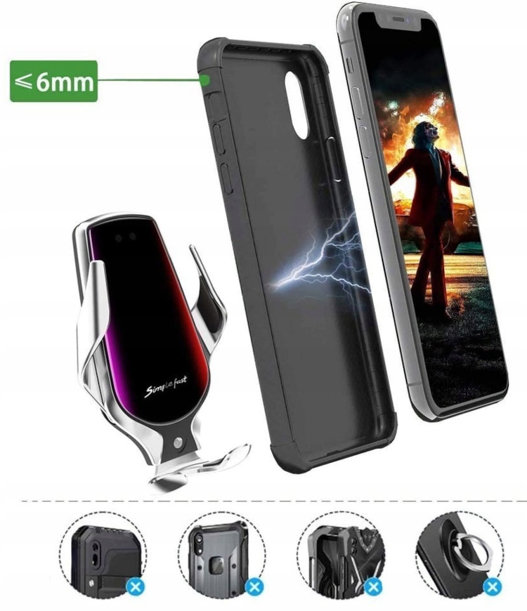 UCHWYT SAMOCHODOWY NA TELEFON ŁADOWARKA INDUKCYJNA Kod producenta R1 PRO