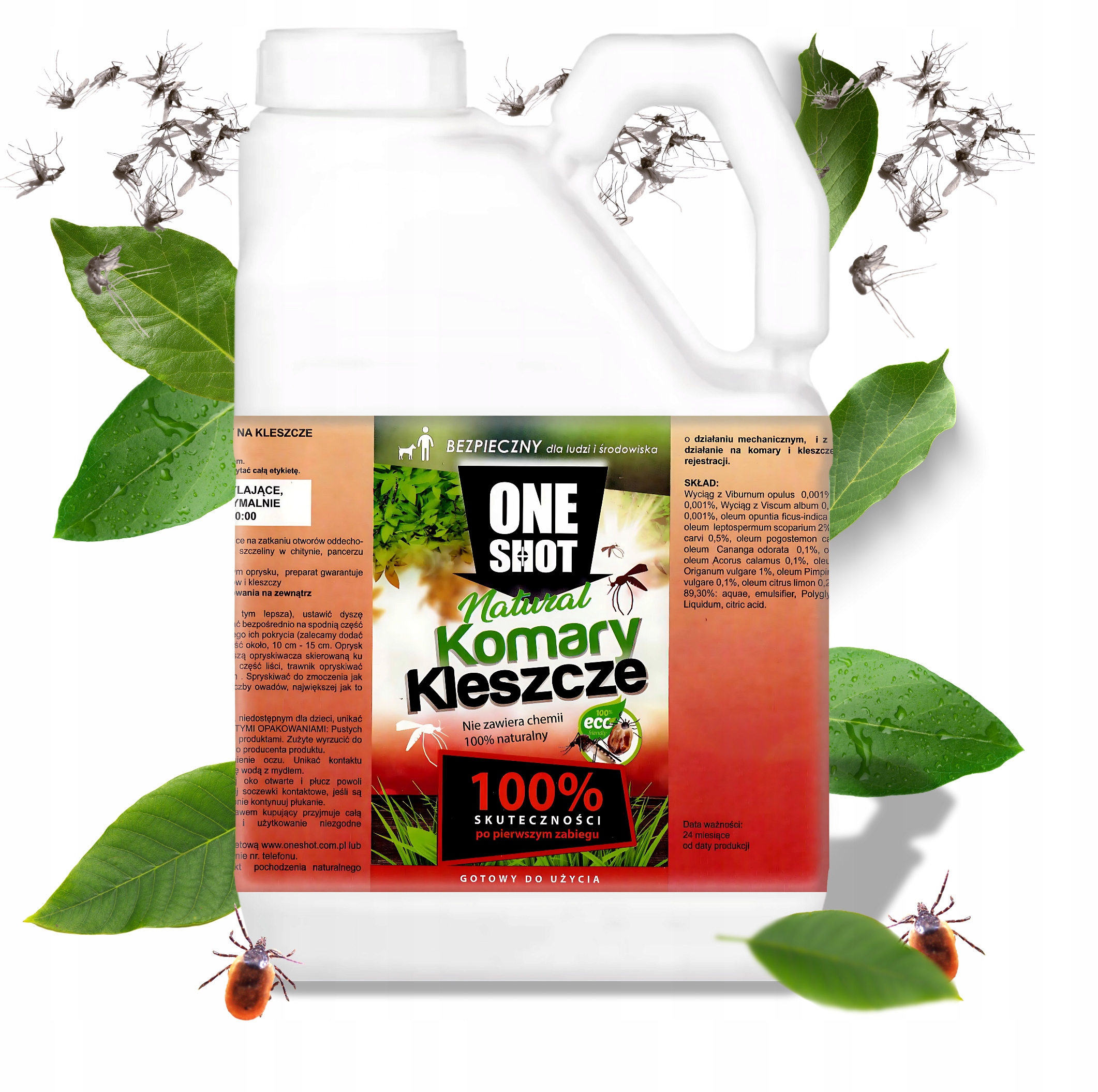 OneShot Natural Na Komary I Kleszcze Naturalny Oprysk 5L Bezpieczny
