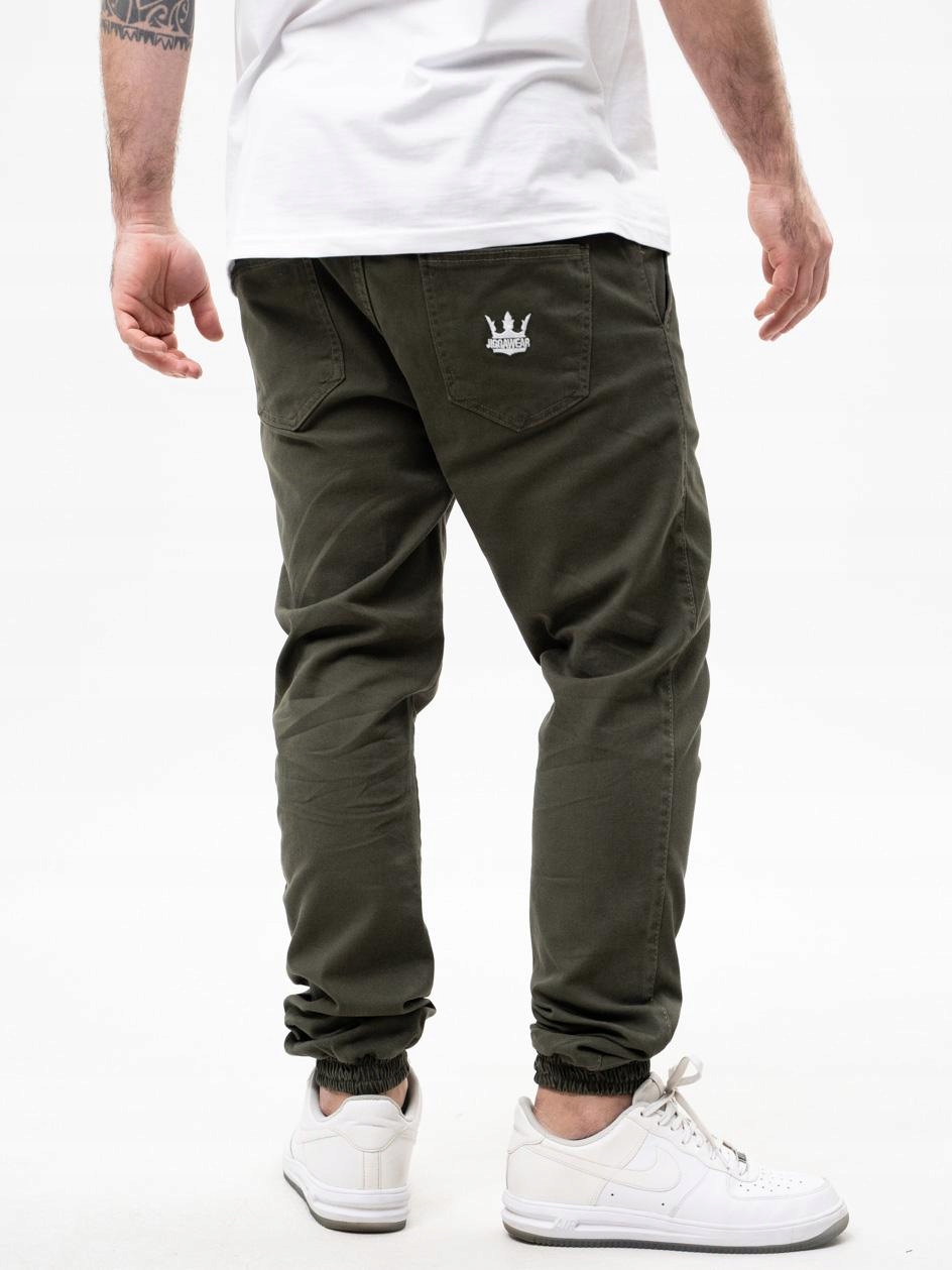 Pánské Jogger Látkové Kalhoty Jigga S Stahovací Šňůrkou Khaki Oliva L