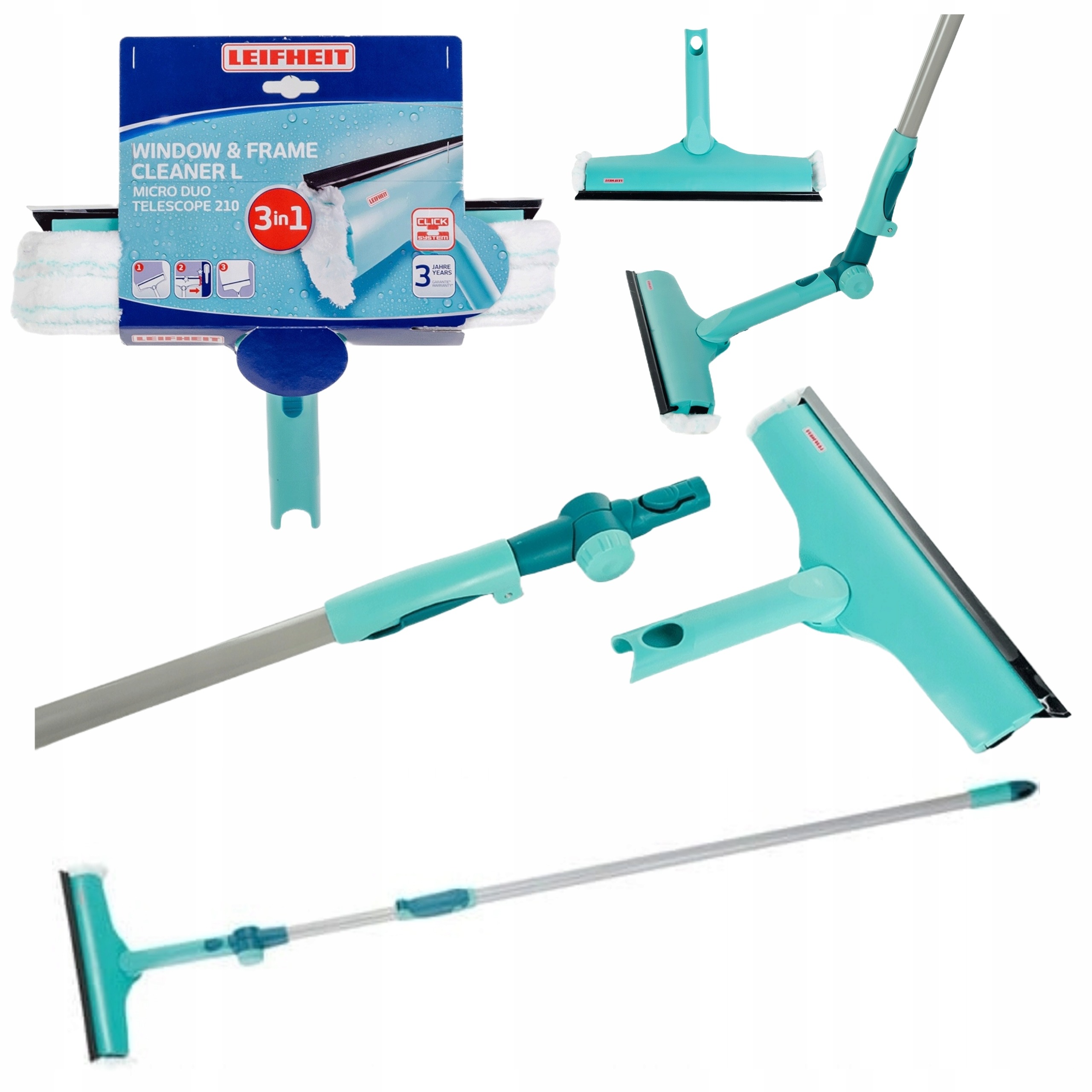 Myjka Teleskopowa Do Okien Szyb Z Nakładką Z Mikrofibry Długa 210CM Solidna