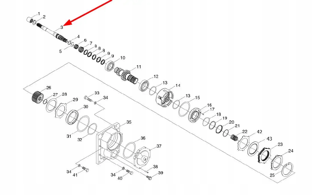 TB1S411010035K Wałek odbioru mocy L=340 mm Numer katalogowy części ASTB1S411010035K